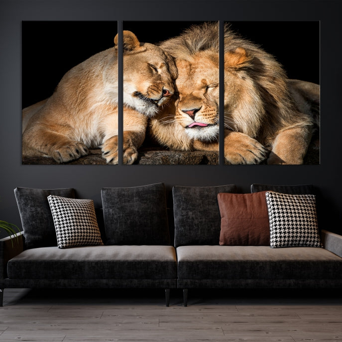 Lion Couple Wall Art Canvas Print