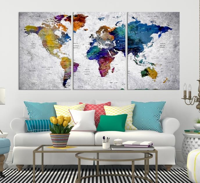 World Map Wall Art, World Map Canvas, World Map Print, World Map Poster, World Map Art, World Map Push Pin, Large Wall Art World Map Canvas.jpg