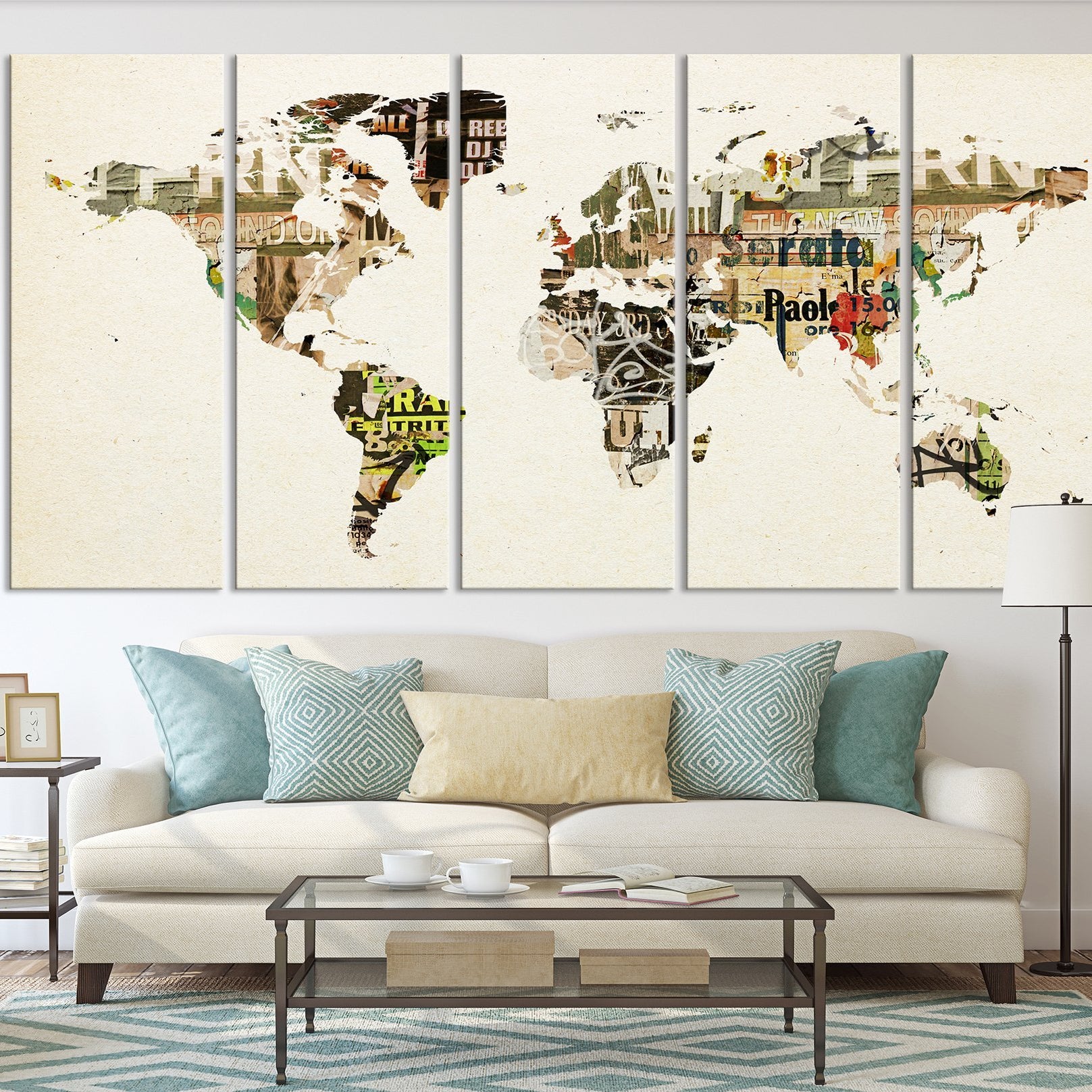 World Map with Grunge Posters Large Canvas Art Print, World Map for Home Art Print No:022-Giclee Canvas Print-World Map Wall Art-Extra Large Wall Art Canvas Print