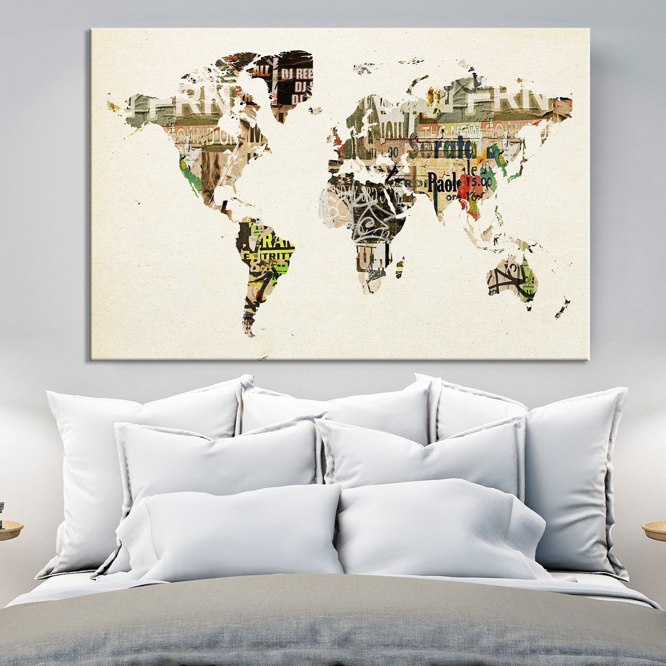World Map with Grunge Posters Large Canvas Art Print, World Map for Home Art Print No:022-Giclee Canvas Print-World Map Wall Art-Single Panel-24x16-Extra Large Wall Art Canvas Print